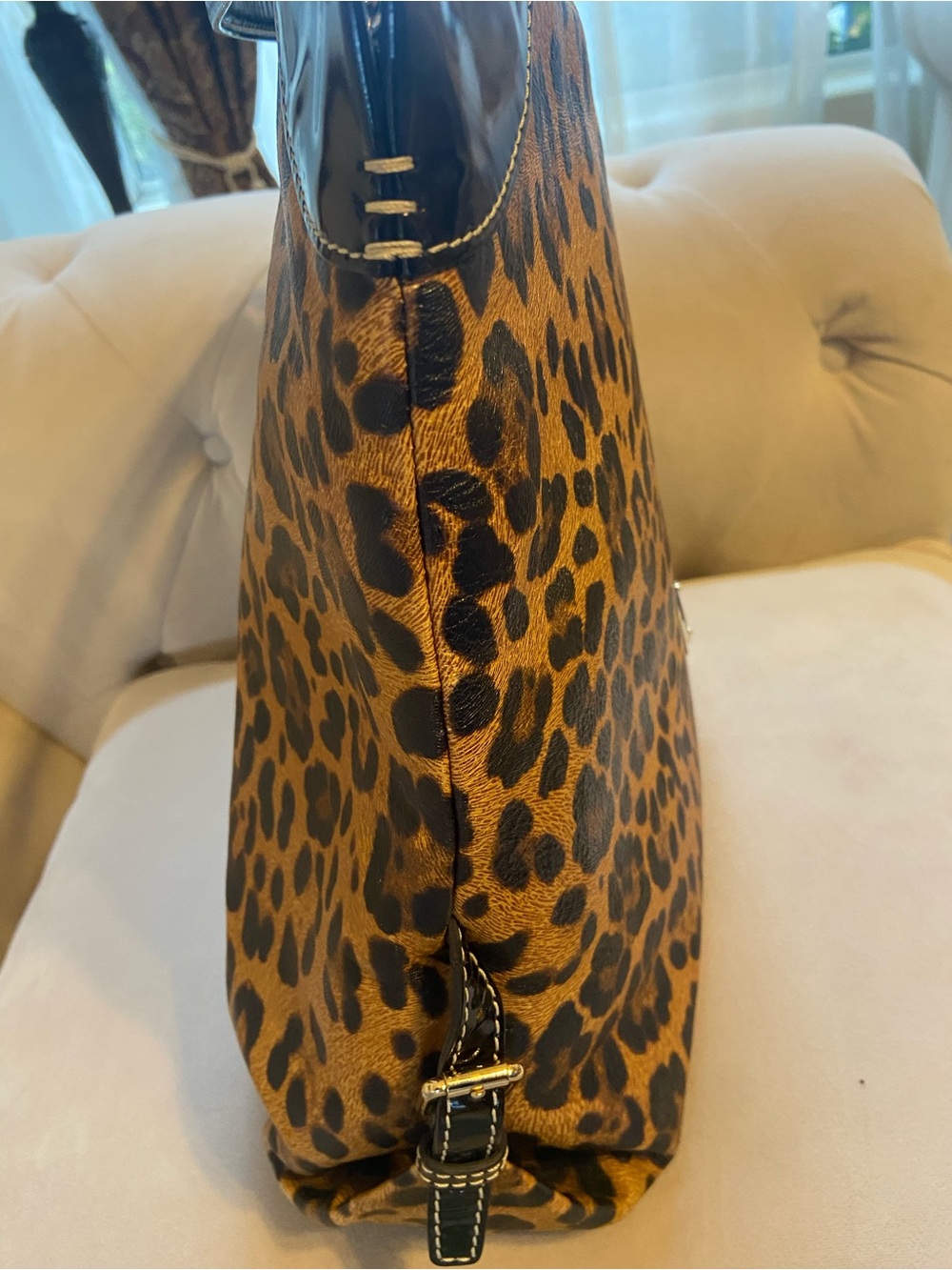 Dooney & Bourke Leopard Print Shoulder Bag in Brown and Black - Picture 9 of 10